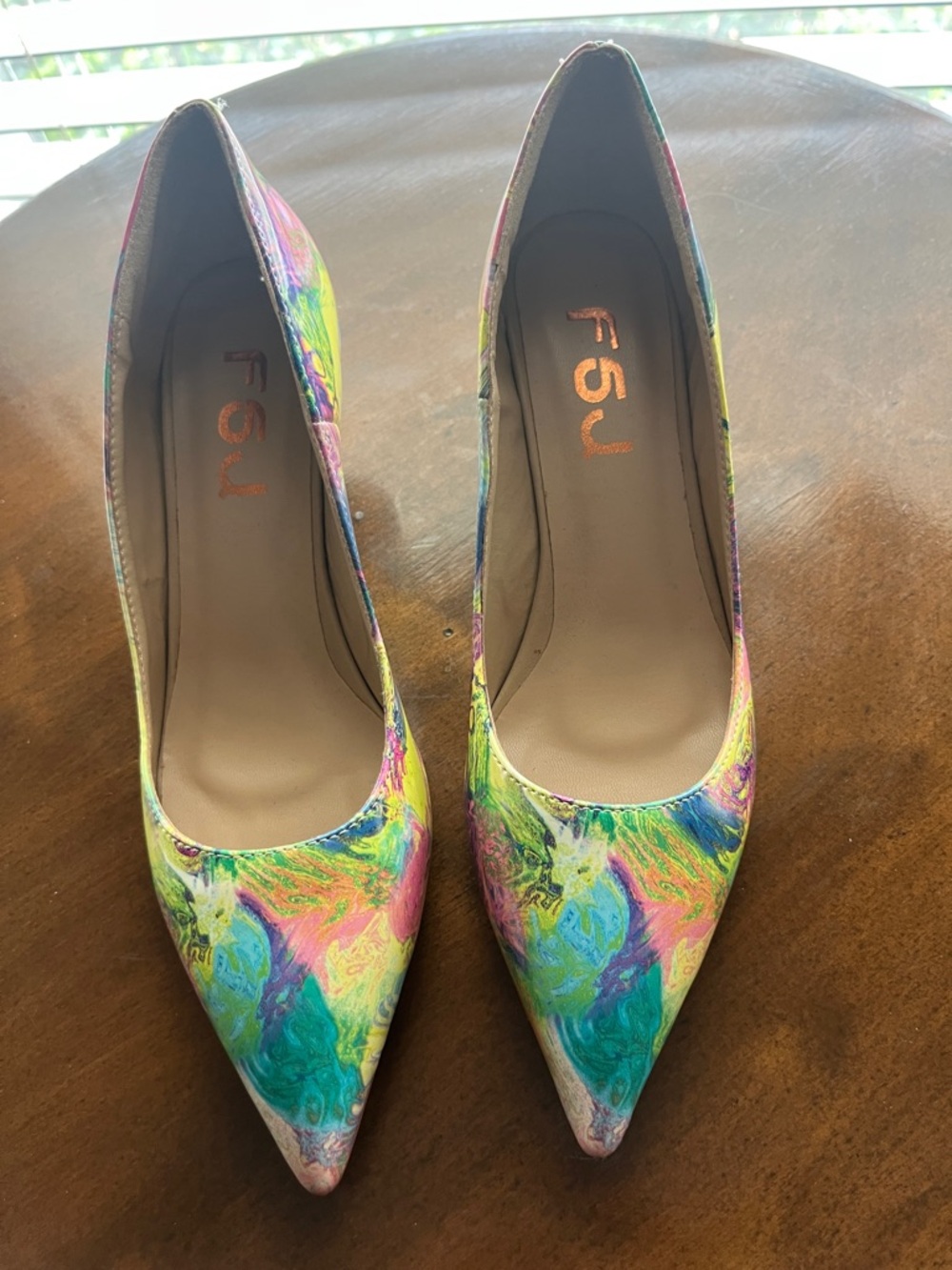 FSJ Multicolor Swirl Pointed-Toe Pumps